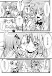  aria_gakuen_school_uniform blush cake cheek_kiss closed_eyes comic dory eating eyelashes fairy_tone food food_on_face fruit greyscale highres houjou_hibiki hummy_(suite_precure) kiss mahkn minamino_kanade monochrome multiple_girls partially_translated precure rery strawberry suite_precure translation_request yuri 