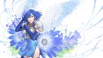  angel_wings armor armored_dress blue_eyes blue_hair dress elbow_gloves fingerless_gloves fire_emblem fire_emblem:_monshou_no_nazo flower gloves headband katua kinoeneko ribbon short_dress short_hair side_slit solo thighhighs white_wings wings 