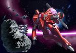  airplane asteroid cannon inui's_meltran inui_(jt1116) jet macross macross_frontier mecha meltrandi no_humans power_armor queadluun-rea s.m.s. space space_craft star vf-25 zentradi 