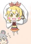  animal_ears bad_id bad_pixiv_id bishamonten's_pagoda blonde_hair blush_stickers chibi grey_hair hair_ornament kukku lantern mouse mouse_ears multiple_girls nazrin o_o short_hair toramaru_shou touhou yellow_eyes 