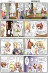  4koma 6+girls aiina_foxrider blonde_hair blue_hair blush brown_hair comic commentary elza_straherz green_eyes green_hair kamishiro_seren long_hair maid maid_headdress mifilinah_jegell mole multiple_4koma multiple_girls original pink_hair rakurakutei_ramen silver_hair spoken_ellipsis translated ujikintoki_ginka ujikintoki_kinka 