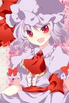  :d bad_id bad_pixiv_id face hat lavender_hair open_mouth purple_hair red_eyes remilia_scarlet roh_nam_kyung short_hair smile solo touhou upper_body 