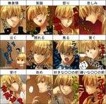  bad_id bad_pixiv_id blonde_hair chart expressions fate/stay_night fate_(series) gilgamesh izru kotomine_kirei multiple_boys red_eyes translation_request 