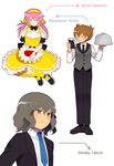  blue_eyes brown_eyes brown_hair hakusai_(tiahszld) headband inazuma_eleven_(series) inazuma_eleven_go kirino_ranmaru maid matsukaze_tenma multiple_boys open_mouth otoko_no_ko pink_hair ribbon shindou_takuto short_hair sitting twintails waiter 