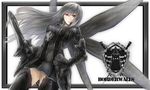  akaitera armor bad_id bad_pixiv_id banned_artist grey_hair hand_on_hip long_hair pixiv_fantasia pixiv_fantasia_5 red_eyes solo weapon wings 