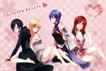  aqua_(kingdom_hearts) bad_id bad_pixiv_id bare_shoulders barefoot black_coat_(kingdom_hearts) black_hair black_legwear blonde_hair blue_eyes blue_hair cloak detached_sleeves gloves kairi_(kingdom_hearts) kingdom_hearts kingdom_hearts_358/2_days kingdom_hearts_birth_by_sleep legs long_hair multiple_girls namine one_eye_closed red_eyes red_hair rin2010 short_hair turtleneck xion_(kingdom_hearts) 