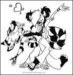  &hearts; black_and_white dancing female flower hair holly_massey kaku lemur male monochrome pants short_hair tail tie zeriara_(character) 
