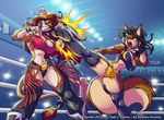  big_breasts breasts combat costume eltonpot female fighting muscles ring wide_hips wrestling 