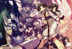  6+girls ainu_clothes amazuyu_tatsuki animal_ears aruruw benawi blade blush collar dog_ears eruruw everyone hakuoro head_wings kamyu karura_(utawareru_mono) long_hair mask metal_collar multiple_boys multiple_girls oboro_(utawareru_mono) official_art ponytail purple_hair siblings sisters touka_(utawareru_mono) urtoriy utawareru_mono 