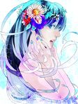  aqua_eyes aqua_hair bad_id bad_pixiv_id flower gon_(er4gu3) hair_flower hair_ornament hands hatsune_miku head_wreath long_hair nail_polish solo vocaloid 