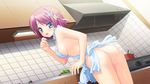  blue_eyes game_cg naked_apron nopan orange_memories pink_hair purple_software short_hair tagme 