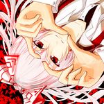  bad_id bad_pixiv_id dutch_angle face fujiwara_no_mokou heart heart_hands orusivaru smile solo touhou upside-down 