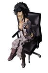  3d black_hair boots breasts chair cleavage glasses gloves large_breasts naomi_(nmh) no_more_heroes non-web_source office_chair official_art sitting solo sunglasses 