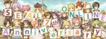  6+girls :&gt; absurdres animal_costume english everyone grin group_picture highres koyuki.a letter multiple_boys multiple_girls one_eye_closed petals seal_online sky smile v 