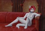  cat chest_tuft feline female karol_pawlinski nude red sofa solo white 