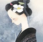  flower hair_flower hair_ornament japanese_clothes kimono mercurycraze original profile solo tears 
