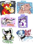  blood canine chival_(character) conbadge dog fightbite holly_massey horns huskie husky pitbull 