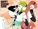  bad_id bad_pixiv_id cheerpai closed_eyes elbow_gloves gloves green_hair gumi happy_synthesizer_(vocaloid) long_hair megurine_luka multiple_girls pink_hair short_hair skirt smile vocaloid 