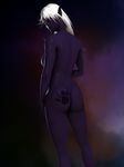  3d cgi drow elf female grey_hair marked nude pawprint purple_skin sahiryr_gemdreamer slave slave_brand solo tattoo 