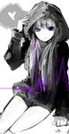  grey_hair heart hood long_hair mrfatso original purple purple_eyes solo 