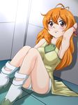  alice_gehabich armpits bakugan bakugan_battle_brawlers bracelet dress face jewelry long_hair orange_hair sitting smile solo 