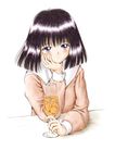  1girl bishoujo_senshi_sailor_moon blush drink drinking female happy hino_ryutaro loli smile solo straw tomoe_hotaru 