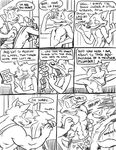  bed black_and_white canine comic eager english_text erection fox furry_porno gay kitchen male mammal monochrome muscles nude penis plumber poop_(artist) porno presenting shower shy sink size_difference text toned 