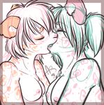  ashi breasts coacoa eyes_closed female kissing lesbian licia nipples topless unknown_artist 