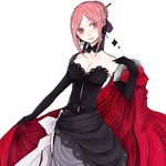  bad_id bad_pixiv_id bow breasts bug butterfly charlotte_(pandora_hearts) choker cleavage dress earrings elbow_gloves evening_gown gloves insect jewelry kitsune_numako medium_breasts pandora_hearts pink_eyes pink_hair side_slit solo white_background 