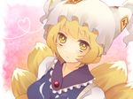  animal_ears bad_id bad_pixiv_id blonde_hair blush breasts fox_ears fox_tail hat kisaki_nana medium_breasts multiple_tails short_hair solo tail touhou yakumo_ran yellow_eyes 