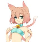  4gb4tb animal_ears bad_id bad_pixiv_id bandeau bare_shoulders belt blue_eyes cat_ears cat_tail choker original short_hair simple_background smile solo strapless tail tubetop upper_body 