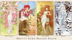  art_nouveau barefoot brown_hair cure_daisy_(galibo) cure_flare_(galibo) cure_maple_(galibo) cure_snow_(galibo) french galibo highres kano_momiji_(galibo) long_hair matou_yukino_(galibo) multiple_girls original pink_hair precure red_hair seasons tarano_may_(galibo) uchiage_hanabi_(galibo) very_long_hair white_hair 