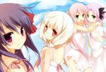  blonde_hair cafe_sourire cuffs dress green_eyes kurot mizushima_kasumi mizushima_serika ogiwara_kyouko pink_hair purple_hair red_eyes summer_dress yukishita_miyuri 