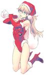  :d blue_eyes blush boots brown_hair carrying_over_shoulder elbow_gloves full_body fur_trim gloves hat leotard long_hair looking_at_viewer neon_genesis_evangelion nishieda open_mouth red_footwear red_gloves sack santa_costume santa_hat shikinami_asuka_langley simple_background smile solo souryuu_asuka_langley white_background 