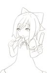 bad_id bad_pixiv_id bow cirno dual_wielding food greyscale hair_bow highres holding lineart monochrome pokachu popsicle short_hair solo touhou 