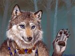  canine fuzzy monika_livingstone necklace photorealism solo wolf 