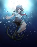  anchor aqua_eyes bad_id bad_pixiv_id black_hair blue_eyes bubble hat motida murasa_minamitsu sailor sailor_collar sailor_collar_lift sailor_hat short_hair solo touhou underwater water 