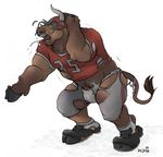  bovine bull football helmet hooves horns jock_strap kuma nose pants shirt shoes snout socks tail transformation uniform 