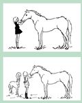 centaur commentary family greyscale horse long_hair monochrome multiple_girls original short_hair sirahase sketch tail 