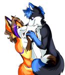  breasts canine ear_piercing earring entwined_tails female folf fox hand_holding kalida kalida_(character) love male necklace nude piercing silkenpaws 