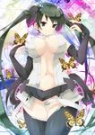  bad_id bad_pixiv_id black_eyes black_hair breasts bridal_gauntlets bug butterfly censored convenient_censoring hatsune_miku hatsune_miku_(append) highres insect large_breasts long_hair navel no_panties solo thigh_gap thighhighs twintails very_long_hair vocaloid vocaloid_append y_(sy20) 