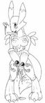  &hearts; breasts canine digimon female fox gloves inks masturbation pussy pussy_juice renamon solo standing tail unknown_artist 