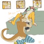  bed canine cunnilingus duo female floebean fur hi_res kangaroo legwear licking male mammal marsupial oral oral_sex pussy sex stockings straight toeless_socks tongue vaginal yellow yellow_fur 