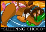  absurd_res big_breasts blush bovine breasts brown brown_fur brown_hair cattle chubby cow eyewear female fur glasses hair hi_res horn horns mammal ms.choco multi_breast on_stomach overweight panties shonuff side_boob sleeping socks solo tail thick_thighs topless underwear 