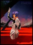  ass ayanami_rei bob_cut bodysuit eva_01 from_behind gloves jana_schirmer looking_back neon_genesis_evangelion plugsuit red_eyes short_hair sky solo star_(sky) starry_sky white_bodysuit 