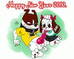  2010 balls blush bowties canine chacomics clothing collar cub female grin hair_bow holidays knot male mammal new_year oral oral_sex penis rape_face sex shirt skirt straight sucking tailwag teeth young 