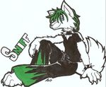  canine green_hair hellgoddess leather male sniff_heinkel solo wolf 