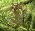  acidic belt feline female gloves jungle red_eyes rifle snow_leopard tail uniform 