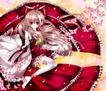  bad_id bad_pixiv_id bow brown_hair bug butterfly detached_sleeves dress frills hair_bow hakurei_reimu insect nanase_nao red_dress red_eyes solo thighhighs touhou white_legwear 