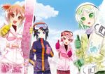  coat day earmuffs gloves goggles hatano_kirie kamishima_mihori kikuno_mira kuromine_koyuki multiple_girls original porurin shiori_series snowboard thumbs_up 